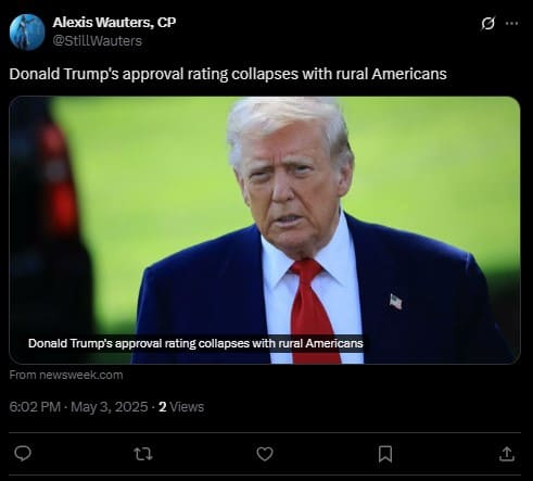 Donald Trump's Approval Rating Collapses with Rural Americans