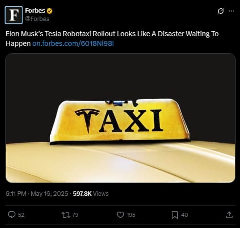 Elon Musk’s Tesla Robotaxi Rollout Looks Like A Disaster Waiting To Happen