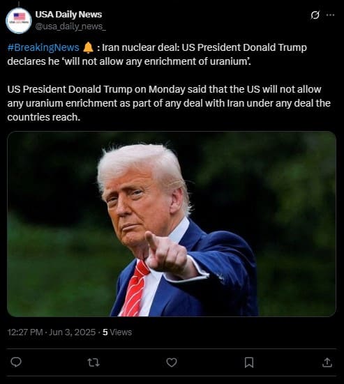 Global Shock as Trump Announces No Uranium for Iran