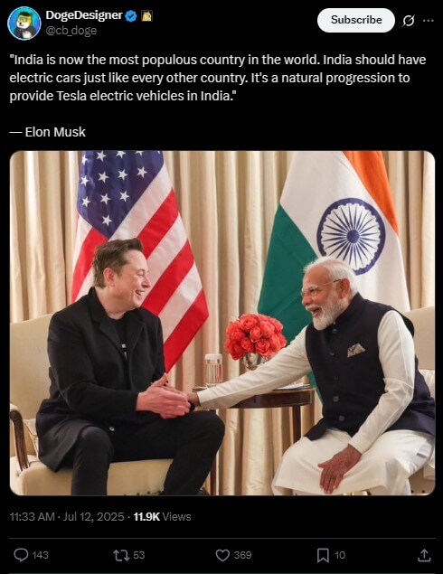 Elon Musk Says India Should Have Tesla Cars Now